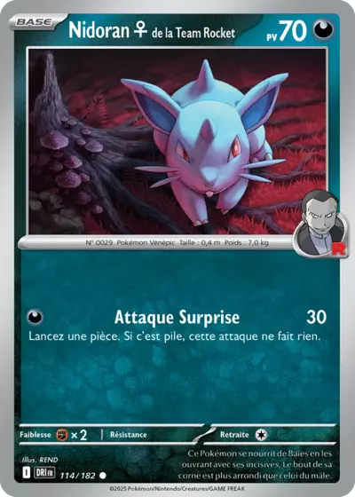 DRI 114/182 Nidoran Femelle de la Team Rocket