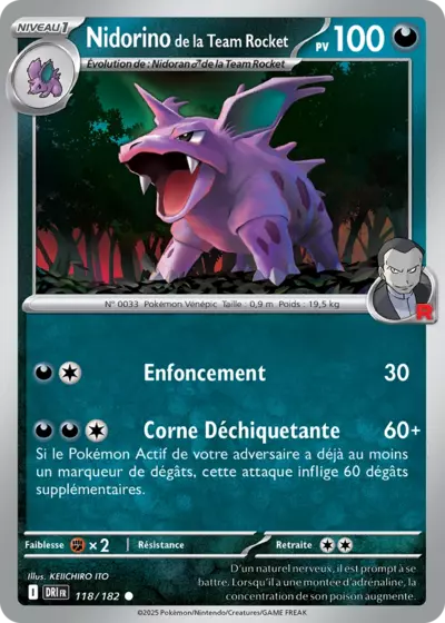 DRI 118/182 Nidorino de la Team Rocket